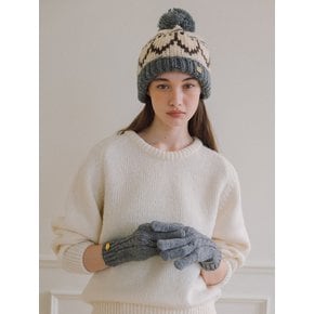 Pattern Knit Beanie - Gray