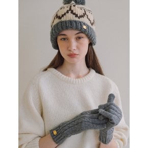 Pattern Knit Beanie - Gray