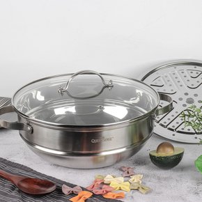 스테인레스 멀티 파티웍 32cm (본체+찜판+유리커버)