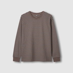 여 멀티 스트라이프 긴팔 티셔츠 (COCOA, WHITE, GREY)