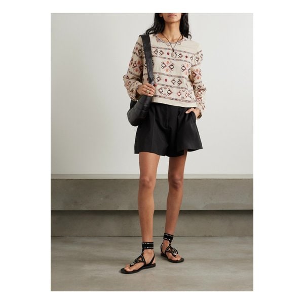 제이나 시퀸 장식 자수 실크 거즈 탑 에크루 46376663162844042