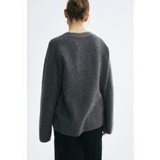 오버사이즈 울 가디건 다크 그레이 멜란지 1355880001
