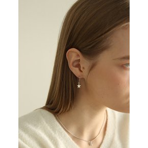 silver starry star earring