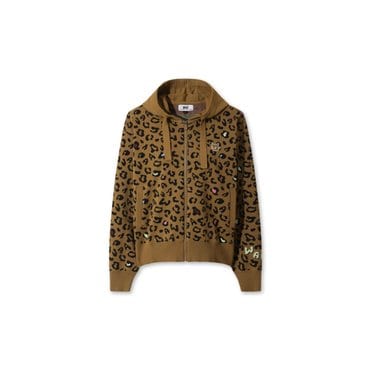 왁 골프 (WWWAA25628BRX)Women Leopard Knit Hooded Zip-up