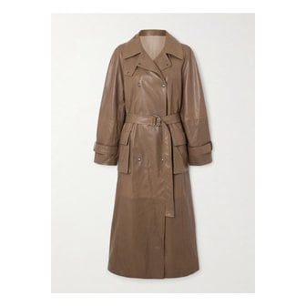 부르넬로쿠치넬리 브루넬로쿠치넬리 비즈 장식 벨트 더블 브레스트 가죽 트렌치 코트 브라운 46376663162854330