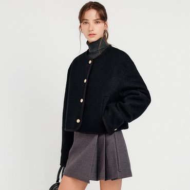 룩캐스트 하니 트리밍 울 트위드 자켓_블랙 / HANI TRIMMING WOOL TWEED JACKET_BLACK
