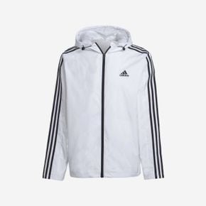 아디다스 에센셜 3S 우븐 윈드브레이커 자켓 화이트 - KR 사이즈 Adidas Essential 3S Woven Win