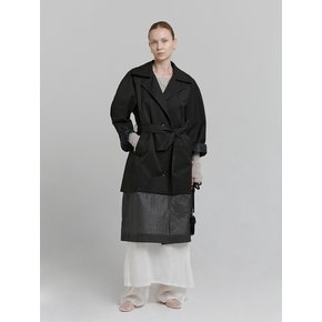 LAYERED TRENCH COAT [BLACK]