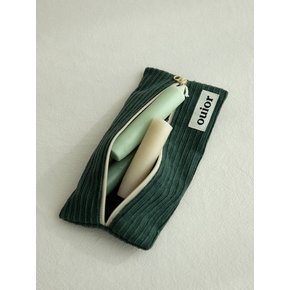 flat pencil case - corduroy midnight green (middle zipper)