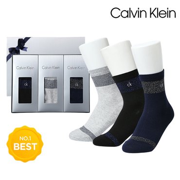 Calvin Klein 캘빈 여성 발목 루렉스 중목양말 3족세트 CK12499_3