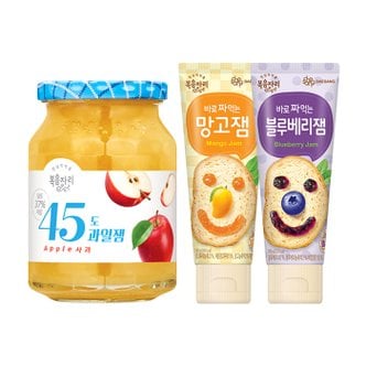  복음자리 45도 사과잼 +짜먹는 망고잼 +블루베리잼 (총3개)