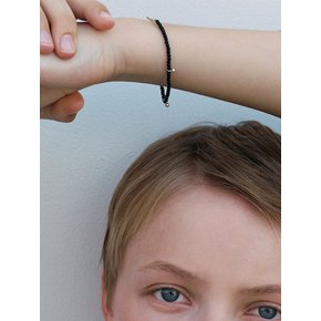 Dot Dot Silver Ball Bracelet - Black