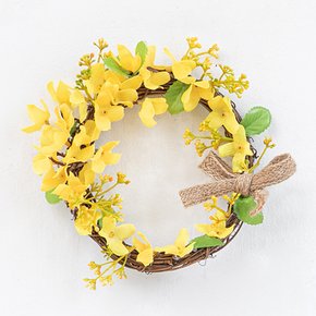 개나리 조화 리스 네츄럴 15cm 인테리어 봄 꽃 벽걸이 현관 문 꾸미기 행사 소품