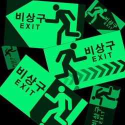 비상구 축광스티커 25X15cm 비상 유도등 비상대피로 야광표지판 - SSG.COM