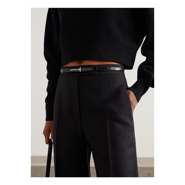 크로커다일 이펙트 가죽 벨트 블랙 46376663162911843