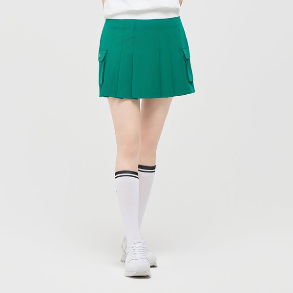 [부산점] 여성 에센셜 폴리스판 카고포켓 플리츠 큐롯 그린
