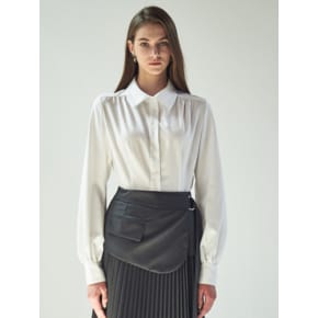 RUCHED-WAIST SHIRT_WHITE