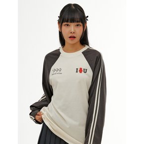 I곰U Raglan Over fit Long-Sleeve AJS101 (Dark-Gray)