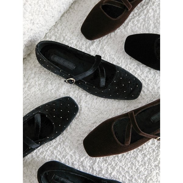 [단독]Zuri 쥬리 벨벳 키높이 털 메리제인 3cm