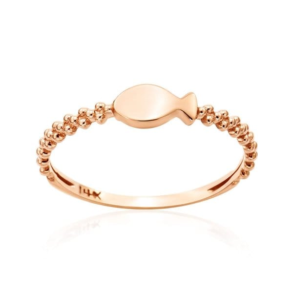 [비앤비골드] 18K 미니 물고기 각인 커스텀 버블볼 반지 SRS41943