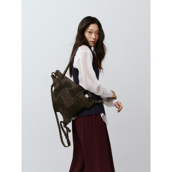 뉴보우백팩 글리터블랙브라운