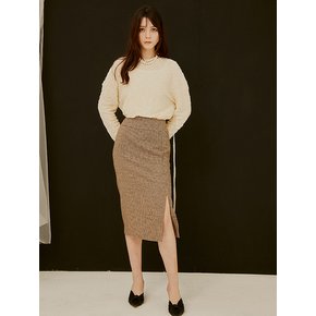 Rael Midi Tweed H Line Skirt_Brown