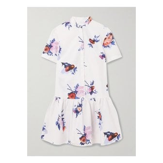 에르뎀 티어드 플로럴 프린트 코튼 포플린 미니 셔츠 드레스 멀티컬러 46376663162865404