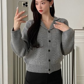 카라 단추 베이직 긴팔 니트 가디건