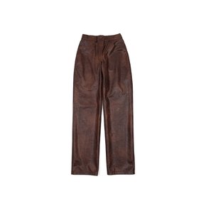 FAUX CRACK LEATHER PANTS (BROWN)