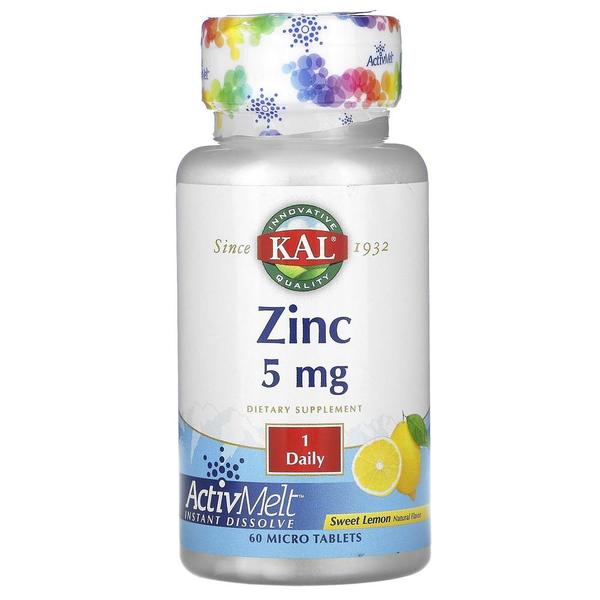 [해외직구]칼 징크 아연 스위트 레몬맛 5mg 60마이크로정 KAL Zinc Sweet Lemon 5 mg 60 Micro Tablets