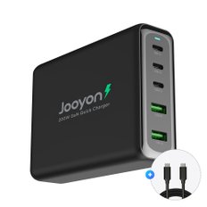 주연테크 캐리밥 200W 5포트 올인원 PD 고속충전기 USB-C 케이블포함 PPS PD3.0 QC3.0 200W 노트북 스마트폰