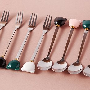 베어 스텐 티스푼 티포크 디저트 포크 커피스푼 5color