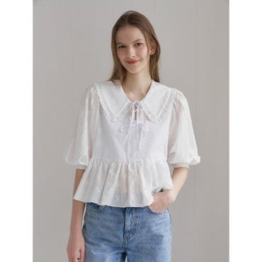 벰버 LACE COLLAR RIBBON BLOUSE_WHITE