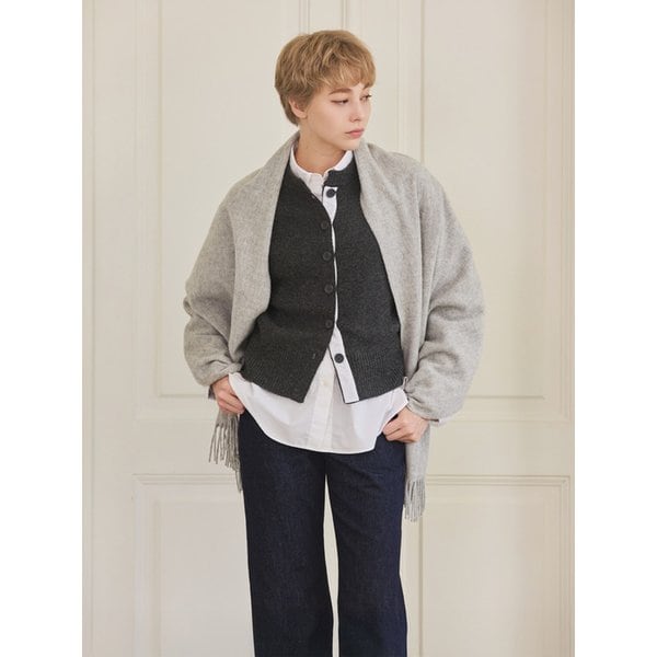 메리노울 숄 70cm - 실버