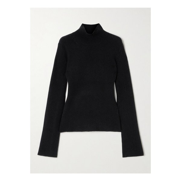 골지  캐시미어 터틀넥 스웨터 블랙 1647597350306659