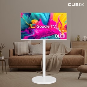 무빙큐빅스 스마트 32인치 FHD QLED 삼탠바이미 화이트에디션 이동식 TV 삼텐바이미 중소바이미