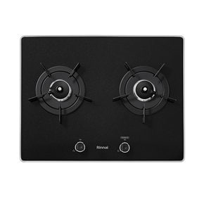 가스레인지 2구 빌트인 블랙 건전지교체형 RBR-P2501D