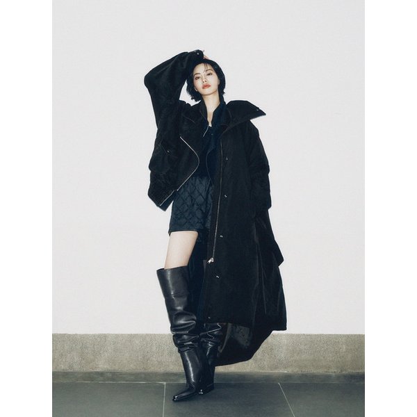 하이넥 벨티드 구스다운 롱 패딩 EMPCWPD020