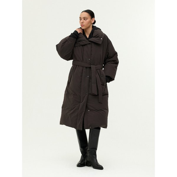 하이넥 벨티드 구스다운 롱 패딩 EMPCWPD020