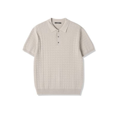 애드호크 남성 케이블 칼라네크 반팔 니트 (BEIGE) (HB6SKA5)