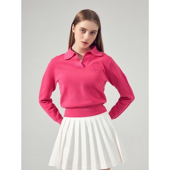 로드로아르 [LDSKP01PK] 시그니쳐 카라 긴팔 니트 HOT PINK