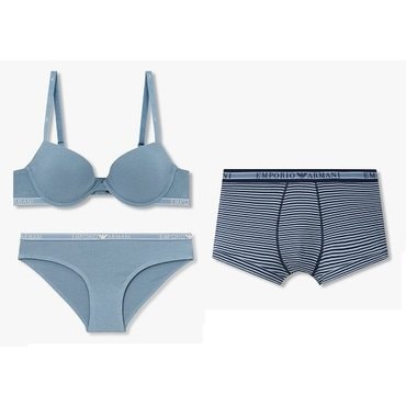 EMPORIO ARMANI 여성 코튼 푸쉬업 브라팬티&남성 코튼드로즈 커플속옷세트(0824385524,0824311524,0814312050)