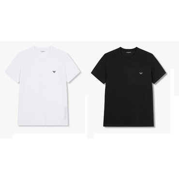 EMPORIO ARMANI 남성 이글 로고 크루넥 코튼 라운지 티셔츠 2종 SET(0814334007,0814334009)