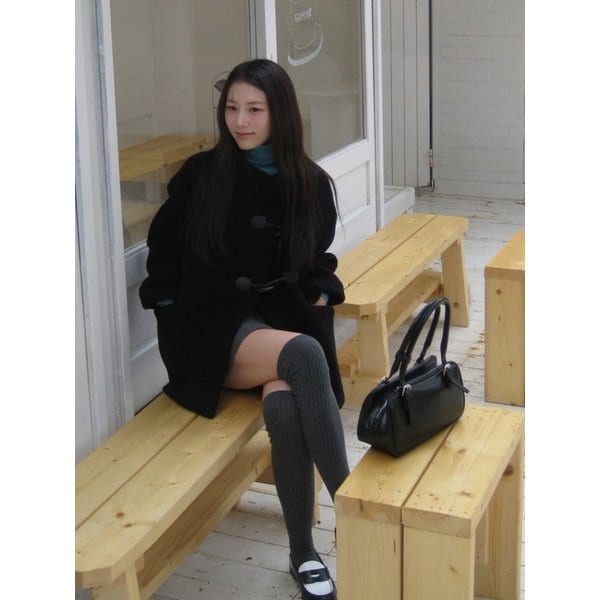 하이넥 부클 하프 코트_2colors