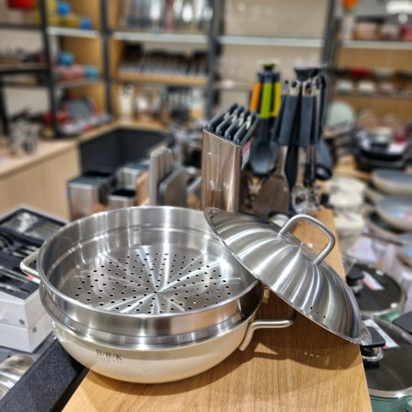 [파주점] 노르딕 통5중 WOK 28cm 크림 화이트(스티머 포함)