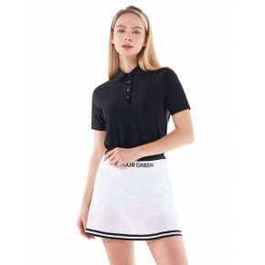 여성 시어서커 카라넥 반팔티셔츠  블랙  HWG20 TS201_P343489641