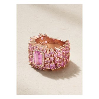 SUZANNE KALAN 수잔 케일런 18k 로즈 골드 사파이어 다이아몬드 링 1647597328036108