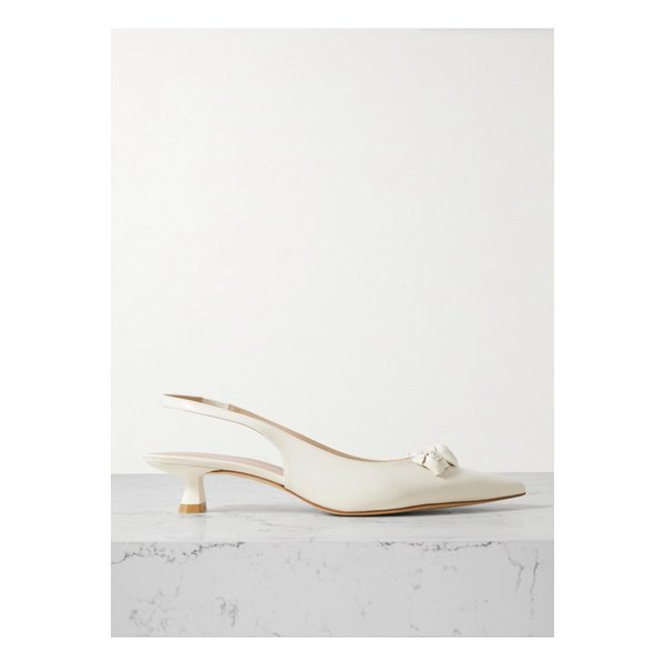 로지 아플리케 가죽 포인트 토 슬링백 펌프스 크림 1647597352706790