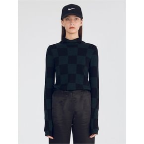 Grid Turtleneck T-shirt_Dark Green