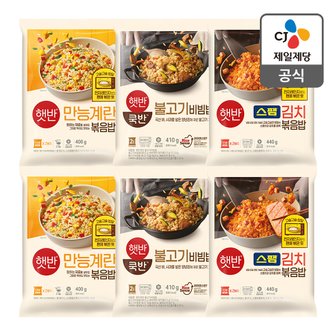 CJ제일제당 [본사배송] 만능계란볶음밥2봉+스팸김치볶음밥2봉+불고기비빔밥2봉